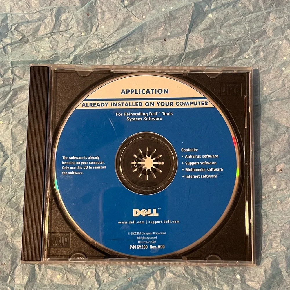 Dell Application Reinstalling Tools System Software | CD-ROM P/N 6Y299 Rev. A00